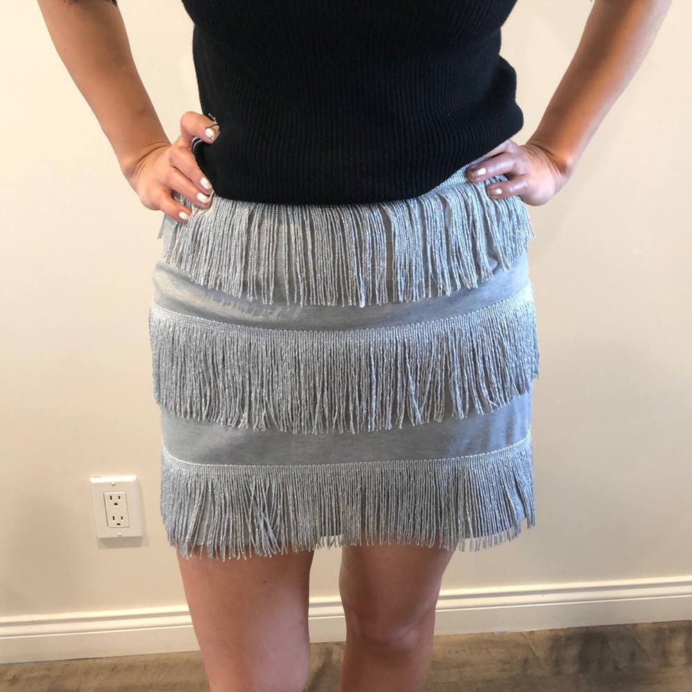 Mini skirt with three layer fringe.